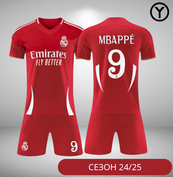 Форма футбольна дитяча Mbappe (Мбаппе) 10 REAL MADRID 2025,24 розмір, 10 років, 130-135 см, червона