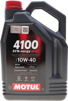 Моторное масло Motul 10W40 4100 Syn-nergy Spec (MB 229.3/RN0710/RN0700/PSA B71 2300/VW 501 01/505 00) 5 л ((112892)