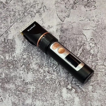 Профессиональная машинка для стрижки волос Kemei KM-5073 беспроводная с керамическим и титановым лезвием Turbo режим и 4 насадки USB зарядка