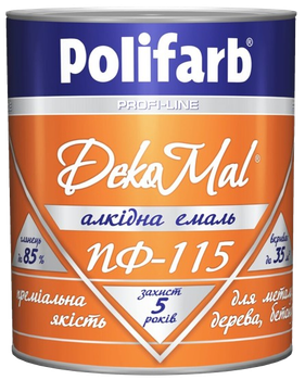 Эмаль Polifarb DekoMal ПФ-115 белая, 0,9 кг