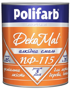 Эмаль Polifarb DekoMal ПФ-115 серая, 0,9 кг