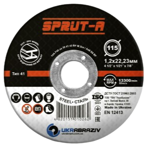 Круг отрезной по металлу Sprut-A 115х1,2х22,23мм, арт. SP1151222