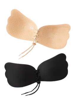Невидимий бюстгальтер жіночий Fly Bra Invisible багаторазові наклейки для грудей чорний і беж розмір З 9150