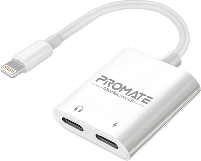Адаптер Promate MediaLink-i2і Lightning/Lightning Audio+12W Lightning-in White (medialink-i2i)