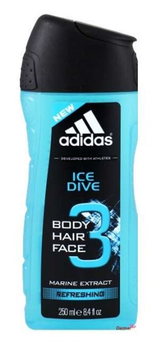 Perfumowany żel pod prysznic dla mężczyzn Adidas Ice Dive 3-w-1 250 ml (3607340724046)