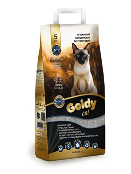 Наповнювач бентонітовий Goldy Cat Premium Medium (середня фракція 1,6-3,5мм) для котячого туалету, 5 кг