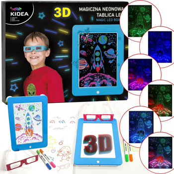 Tablica Kidea magiczna neonowa 3D LED niebieska (5901130080175)