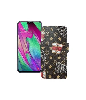 Чохол-книжка з екошкіри для телефону Samsung Galaxy A40 (A405) Луї-Вітон-коричневий