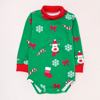Теплый праздничный боди-гольф для детей Festive Reindeer рост 98 см (2 - 3 года) Malena Зеленый с принтом