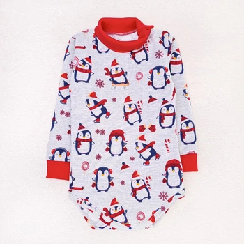 Новогодний теплый боди-гольф для малышей Christmas Penguin рост 98 см (2 - 3 года) Malena Серый с принтом