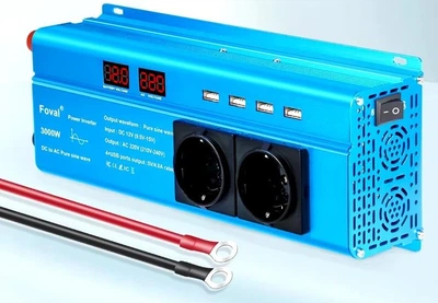 Инвертор FOVAL 3000W, Преобразователь напряжения с 12 в 220 V Чистая, правильная синусоида, инвертор FOVAL 3 кв, синий