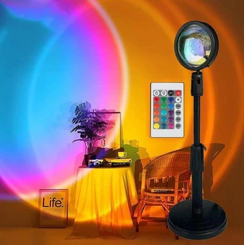 Світильник проекційний Sunset Lamp RGB з пультом на штативі USB проектор атмосферна лампа різнокольорова (228)