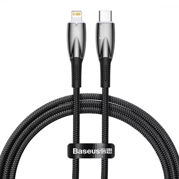Кабель для iPhone на 1м.Type-C to Lightning Glimmer Fast-Charging 20W Black, Baseus для зарядки и передачи данных (CADH000001)