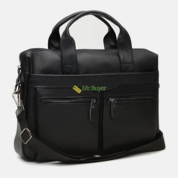 Сумка для ноутбука 14" Simple портфель из натуральной кожи Черный (25168)