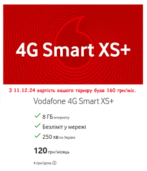 Стартовый пакет Vodafone 4G Smart XS+