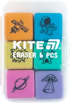 Набір гумок Kite Space у пластиковому боксі асорті 6 шт (K24-145)