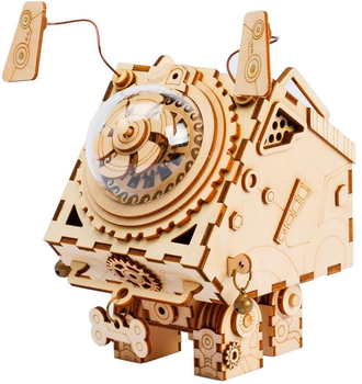 3D Puzzle drewniane Robotime Rokr Pozytywka Steampunk Pies 14.6 x 14.6 x 13.1 cm 110 elementów (6946785122831)