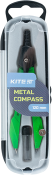 Циркуль металевий Kite Techno + грифель у футлярі 120 мм зелений (K24-414-04)