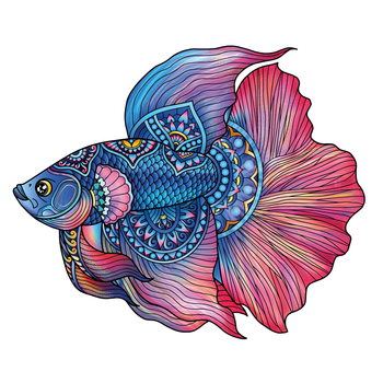 Puzzle drewniane G3 Fighting Fish 28.5 x 23.7 cm 112 elementów (5425004736185)