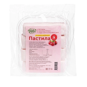 Пастила низькокалорійна зі смаком журавлини ТМ “VELN”/ “Велн”, без цукру, 110 г