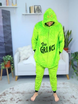 Чоловічі кігурумі доросла та підліткова Kigurumi Grinch Грінч Що Вкрав Різдво Зелена XL 175-185 см (1096/2)