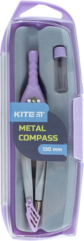 Циркуль металевий Kite Pastelini + грифель у футлярі 130 мм бузковий (K24-413-36)