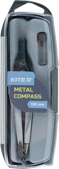 Циркуль металевий Kite Pastelini + грифель у футлярі 130 мм сірий (K24-413-03)