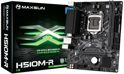 Мат.плата 1200 (h510) Maxsun Challenger h510m-r v2, h510, 2xDDR4, Int.Video(CPU), 4xSATA3, 1xPCI-E 16x 4.0, 1xPCI-E 1x, m.2 3.0, r 2xUSB3.2/2xUSB2.0, vga/hdmi, MicroATX (MS-Challenger h510m-r v2)