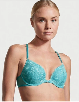 Бюстгальтер жіночий Victoria's Secret Push Up 34 А колір блакитний мереживна спинка