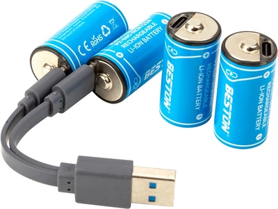 Аккумулятор Beston USB Type-C RCR123A 3.0V, 2100mWh, Li-Ion, 4 шт (AA620364)