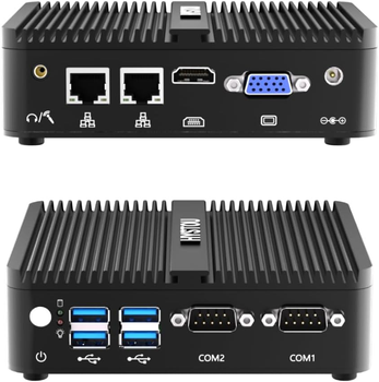Мини ПК HYSTOU Н3 / Intel Celeron J4125 / RAM 8GB / SSD 256GB / 1 x HDMI / 2 x LAN / Wi-Fi / Bluetooth / Windows 11 / Черный