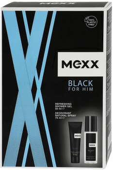 Zestaw Mexx Black Man Dezodorant naturalny w sprayu 75 ml + żel pod prysznic 50 ml (3616304175152)