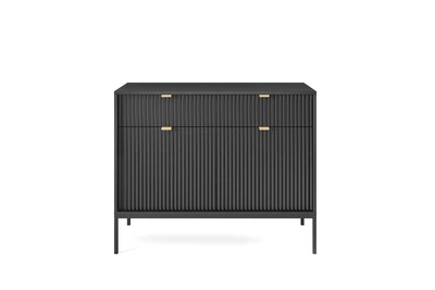 Комод Perfect Home Нова / Nova KSZ104 2-дверный с 2 ящиками и черными ножками Черный