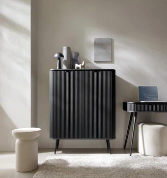 Комод высокий Perfect Home Зова / Zova K103 2-дверный с черными ножками Черный
