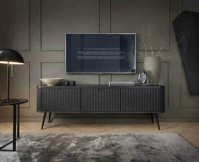 Тумба под ТВ Perfect Home Зова / Zova RTV168 3-дверная с черными ножками Черный