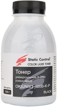 Тонер Static Control 3 Okidata универсальный 100 г Глянцевый Black (фасованный) (OKIUNIV3-100B-K-P)