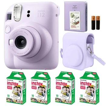 Подарунковий набір Камера для миттєвого друку Fujifilm INSTAX Mini 12 Lilac Purple / Фіолетовий чохол / Картриджі на 40 фото / Фіолетовий фотоальбом на 64 фото