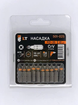 Насадка РZ1*25мм, 1/4", CrV "LEVTOOLS" 501-025
