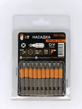 Насадка РZ1*50мм, 1/4", CrV "LEVTOOLS" 501-026