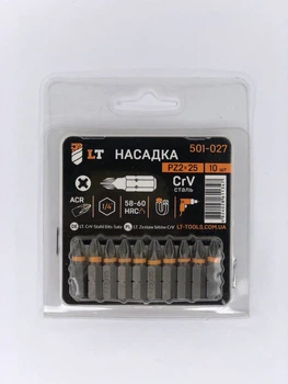 Насадка РZ2*25мм, 1/4", CrV "LEVTOOLS" 501-027