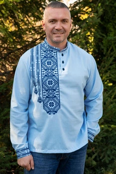 Чоловіча вишиванка V&V Калуш XXXL Блакитний (470129193-026)