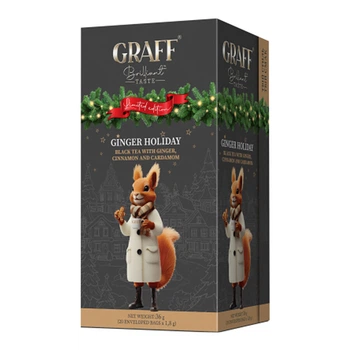 Чай Graff ф/п в конверті 20х1,8 г "Ginger holiday" з імбирем, корицею та кардамоном чорний