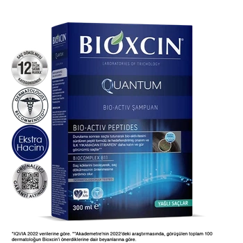 Шампунь Bioxcin на природній основі для жирного волосся і шкіри голови 300ml. с коробкой