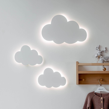 Світильник Хмара LED дитячий настінний Cloud Light 31×20 см, декоративне підсвічування на стіну для дитячої кімнати, світлодіодна лампа у вигляді хмаринки з теплим світлом , живлення від мережі Біла KCL-2031