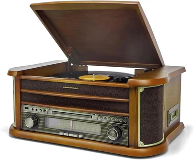 Вініловий програвач ретро Soundmaster NR540 ностальгічний музичний центр з USB і кодуванням, CD-MP3, USB