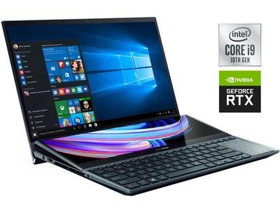 Игровой ноутбук Б-класс Asus ZenBook Pro Duo UX582LR / 15.6" (3840x2160) OLED Touch / Intel Core i9-10980HK (8 (16) ядер по 2.4 - 5.3 GHz) / 32 GB DDR4 / 512 GB SSD / nVidia GeForce RTX 3070, 8 GB GDDR6, 256-bit / WebCam б/у