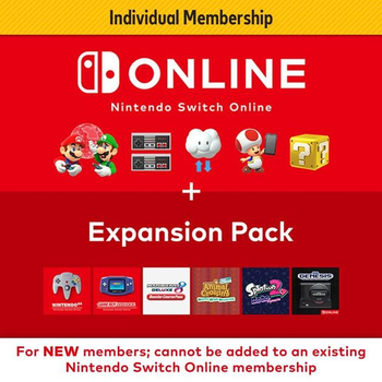 Підписка Nintendo Switch Online Individual Membership Індивідуальна + Expansion Pack, 12 місяців для регіону Європи (Nintendo eShop)
