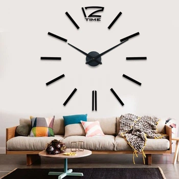 Часы настенные 3D "DIY CLOCK" от 60 до 120см Black (ZH212-B)