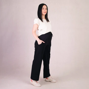 Зручні штани для майбутніх мам двонитка розмір 50/52 (XL/2XL) Tiana Чорний