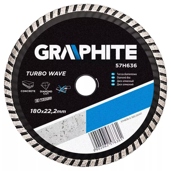 Диск алмазный Graphite 180 x 22.2 мм Turbo Wave 57H636 (5902062576361)